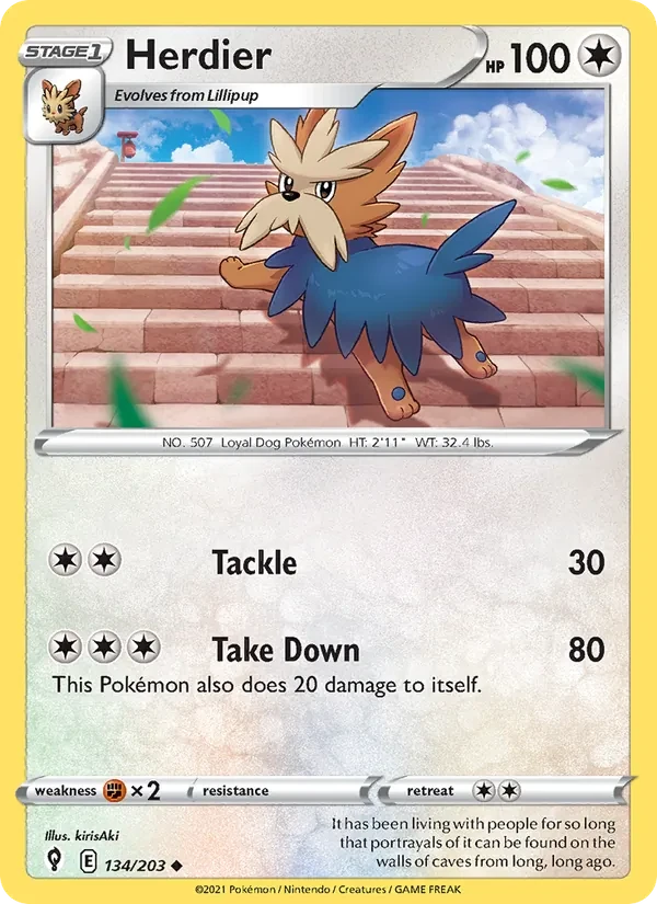 Herdier 134/203 Evolving Skies Pokémon Karte