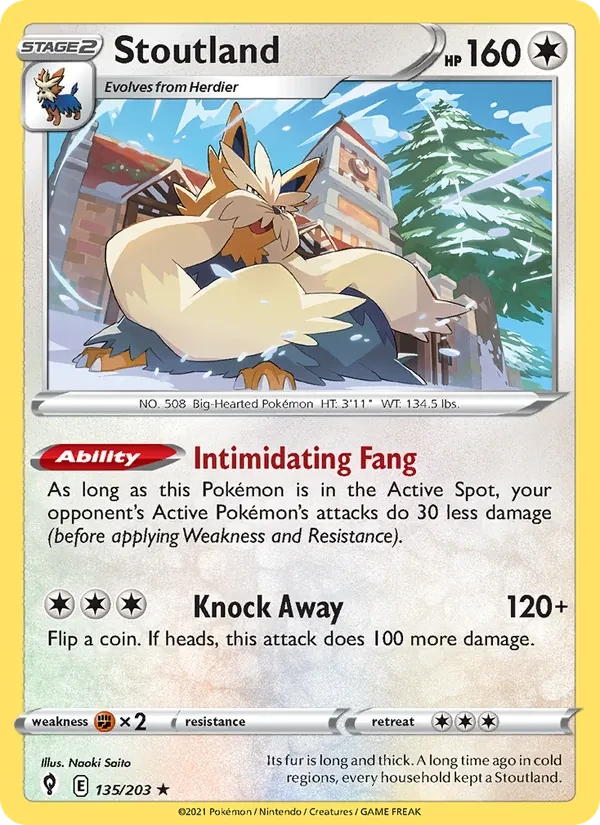Stoutland 135/203 Evolving Skies Pokémon card