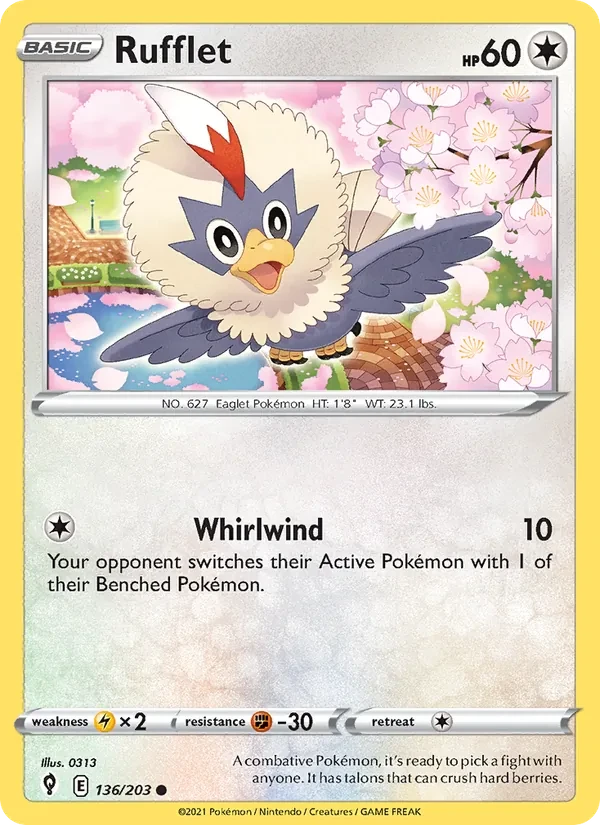 Rufflet 136/203 Evolving Skies Pokémon card