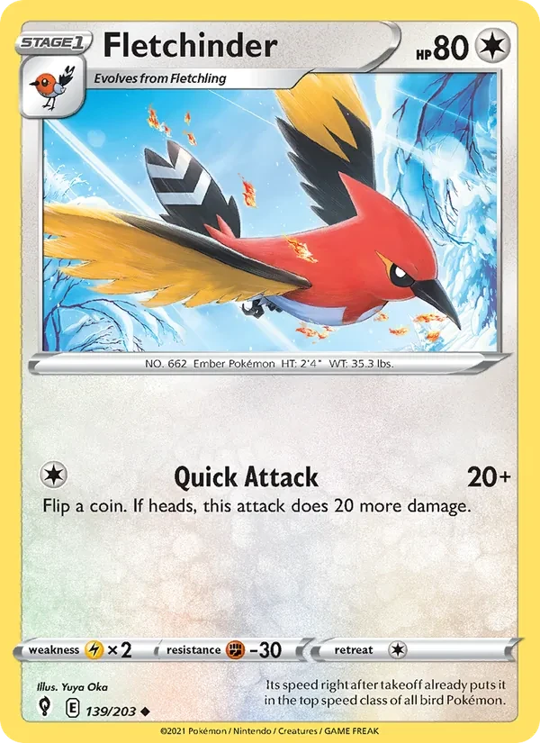 Fletchinder 139/203 Evolving Skies Pokémon card