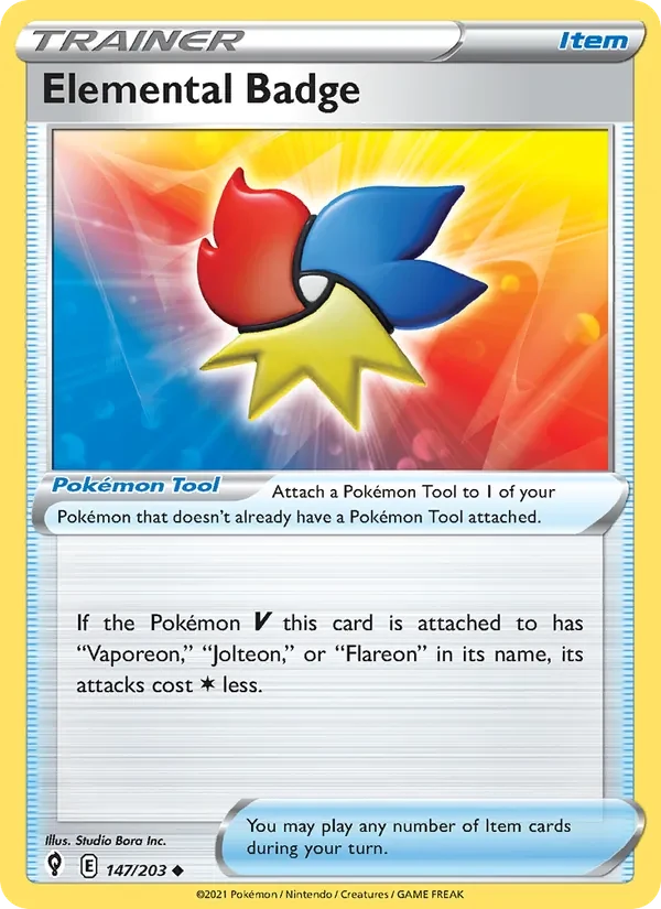 Elemental Badge 147/203 Evolving Skies Pokémon card