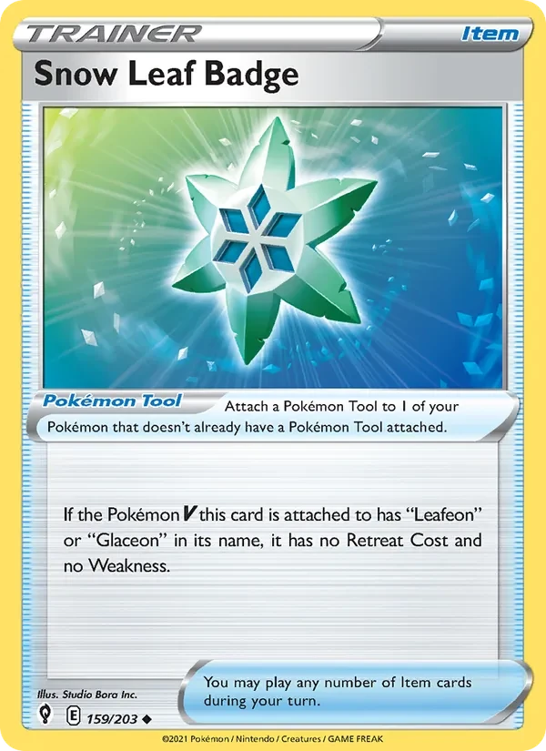 Snow Leaf Badge 159/203 Evolving Skies Pokémon card