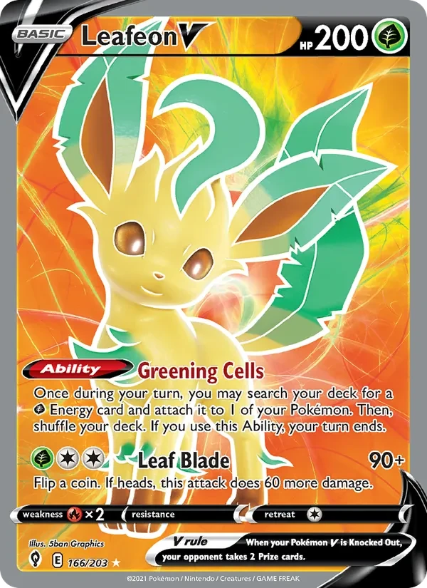 Leafeon V 166/203 Evolving Skies Pokémon card