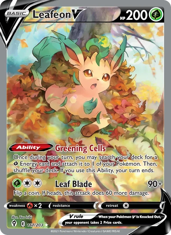 Leafeon V 167/203 Evolving Skies Pokémon Karte