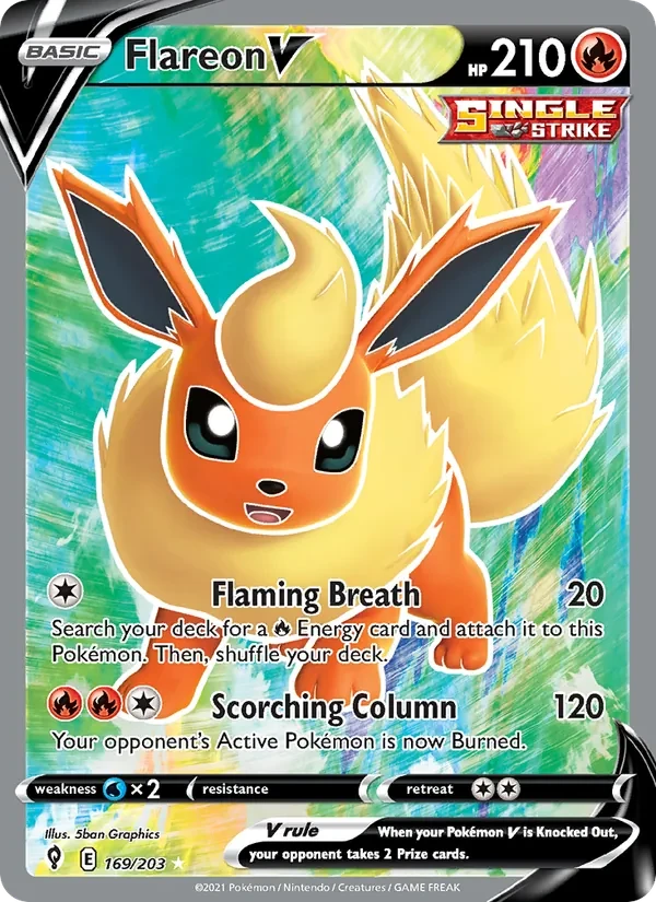 Flareon V 169/203 Evolving Skies Pokémon card