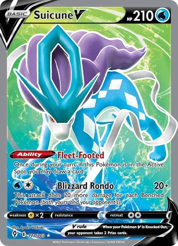 Suicune V 173/203 Evolving Skies Pokémon card