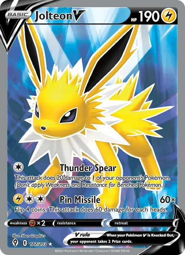 Jolteon V 177/203 Evolving Skies Pokémon card