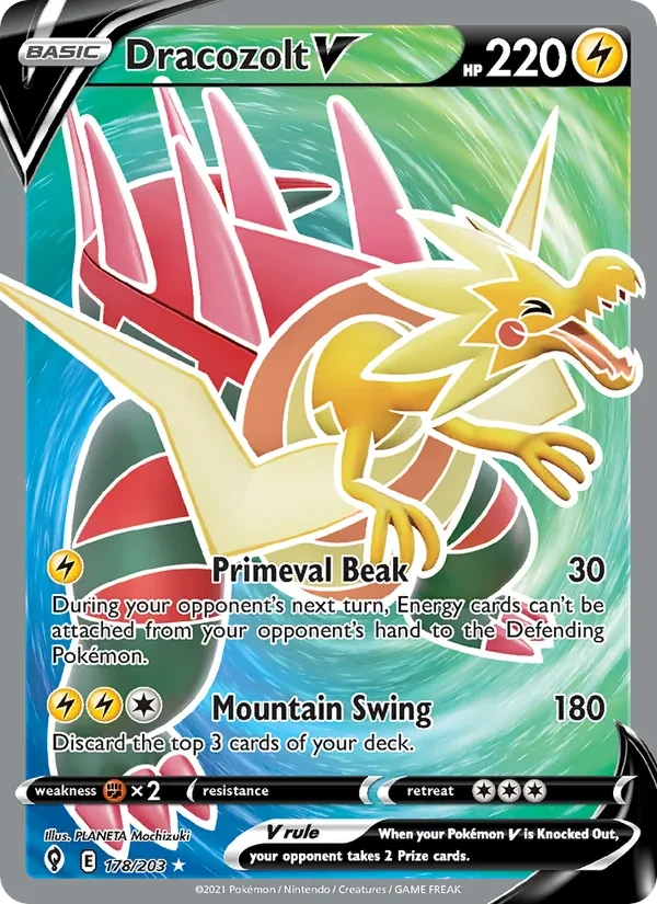 Dracozolt V 178/203 Evolving Skies Pokémon card