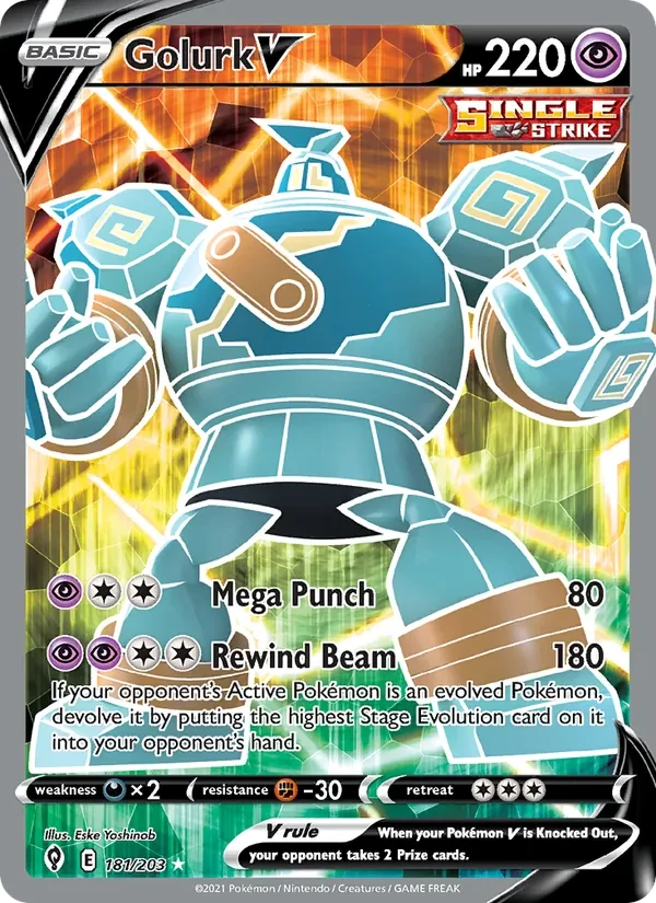 Golurk V 181/203 Evolving Skies Pokémon Karte