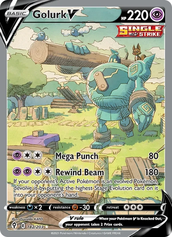 Golurk V 182/203 Evolving Skies Pokémon Karte