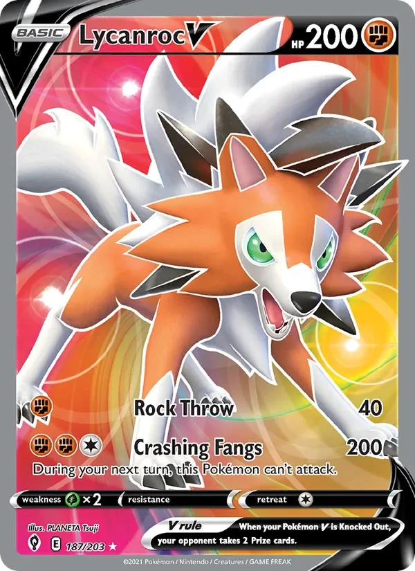 Lycanroc V 187/203 Evolving Skies Pokémon card