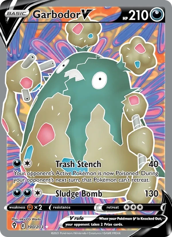 Garbodor V 190/203 Evolving Skies Pokémon card