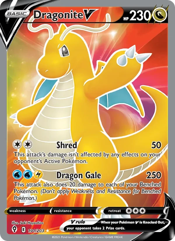 Dragonite V 191/203 Evolving Skies Pokémon card