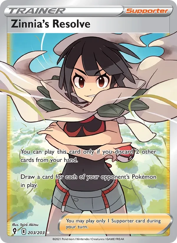 Zinnia's Resolve 203/203 Evolving Skies Pokémon card