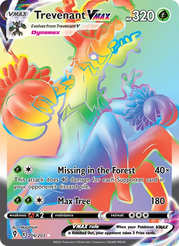 Trevenant VMAX 206/203 Evolving Skies Pokémon card