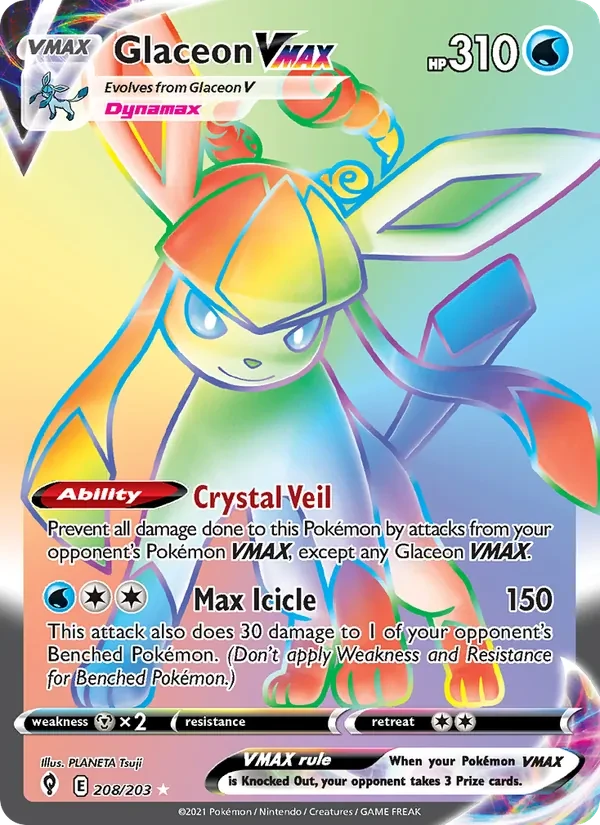 Glaceon VMAX 208/203 Evolving Skies Pokémon card