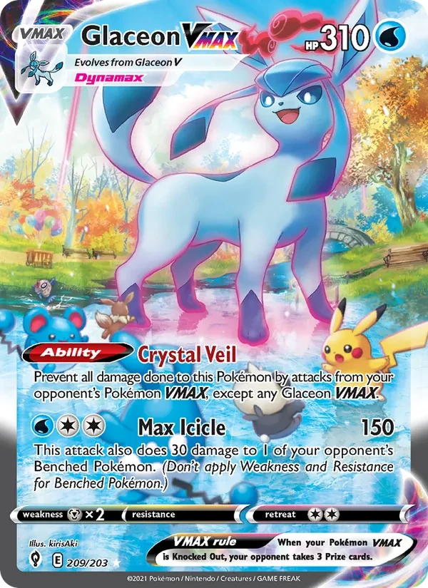 Glaceon VMAX 209/203 Evolving Skies Pokémon card