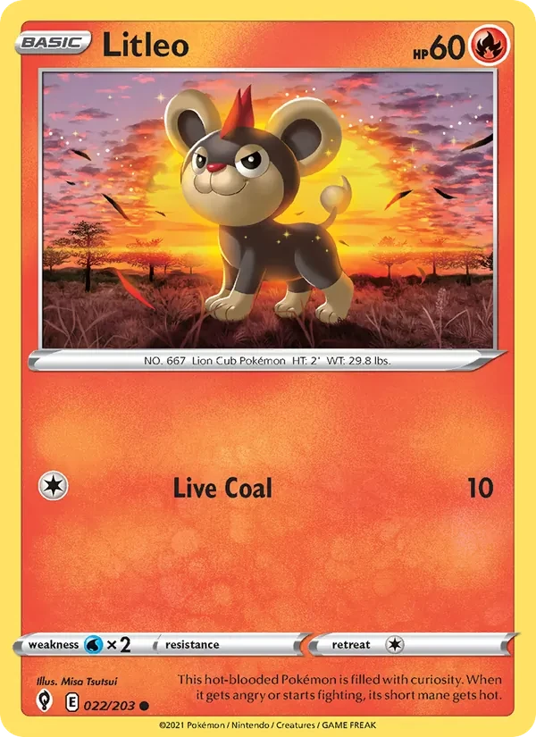 Litleo 22/203 Evolving Skies Pokémon card