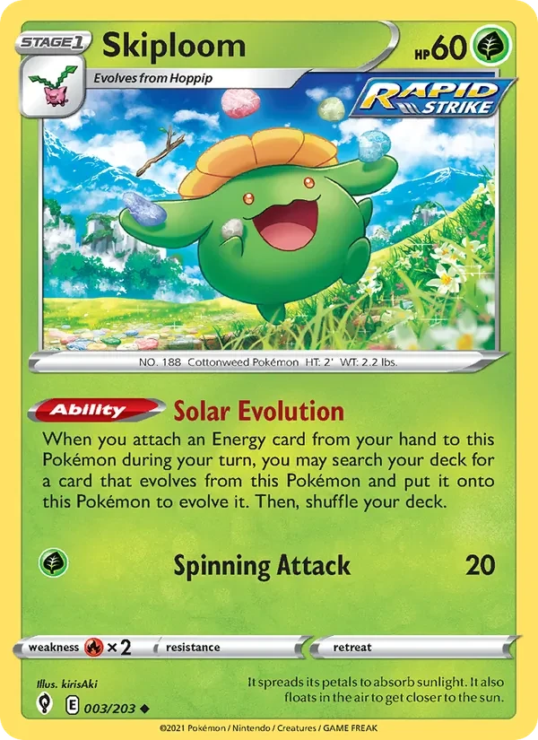 Skiploom 3/203 Evolving Skies Pokémon Karte