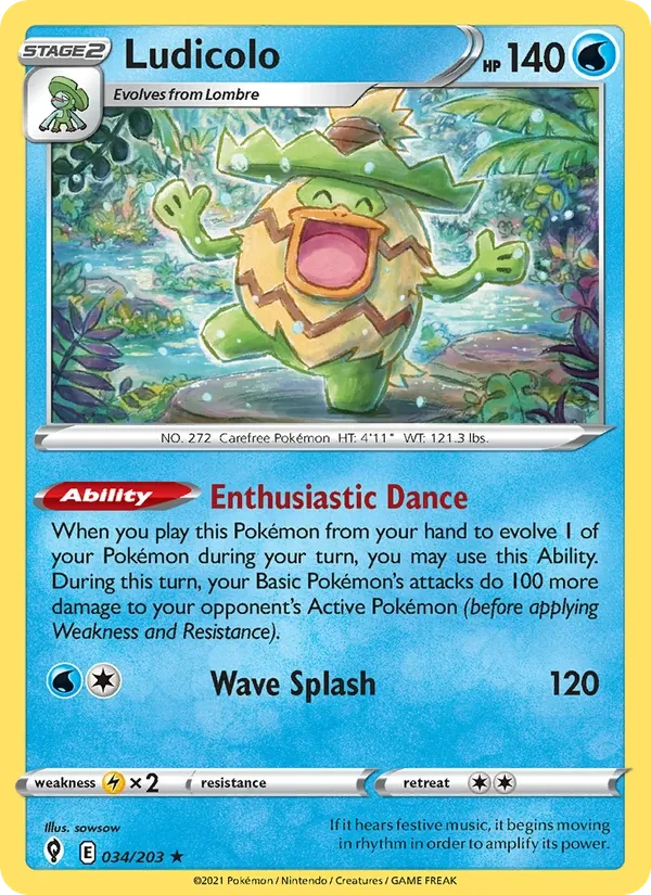 Ludicolo 34/203 Evolving Skies Pokémon card