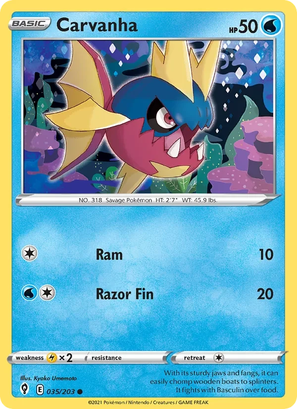 Carvanha 35/203 Evolving Skies Pokémon card