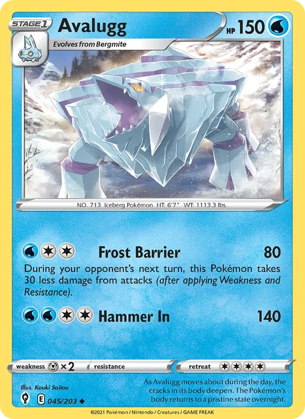 Avalugg 45/203 Evolving Skies Pokémon card