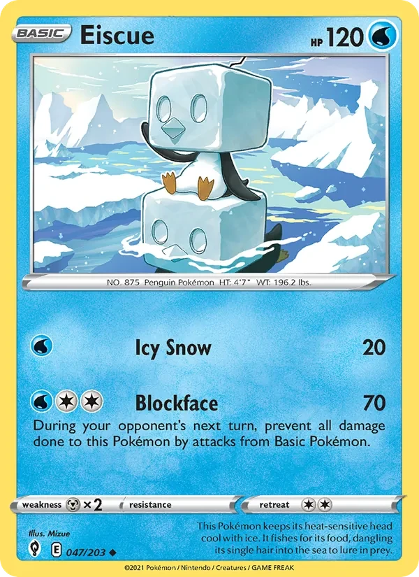 Eiscue 47/203 Evolving Skies Pokémon card