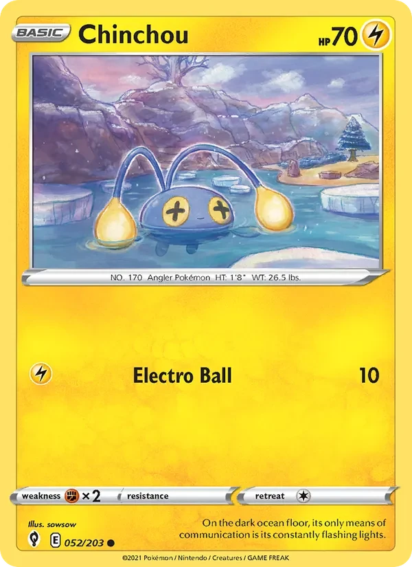 Chinchou 52/203 Evolving Skies Pokémon card