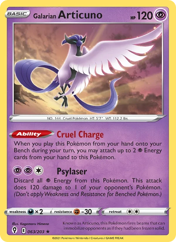 Galarian Articuno 63/203 Evolving Skies Pokémon card