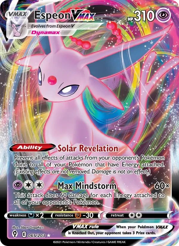 Espeon VMAX 65/203 Evolving Skies Pokémon card