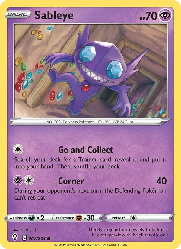 Sableye 67/203 Evolving Skies Pokémon Karte