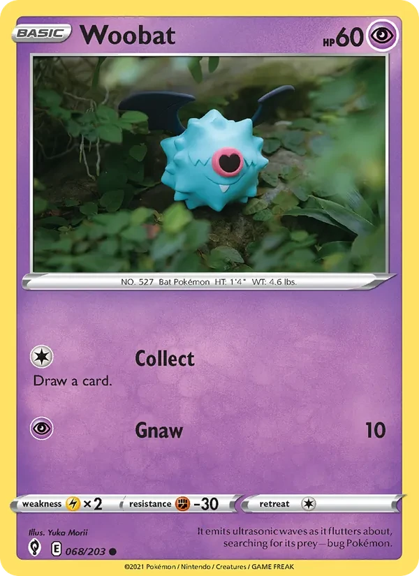 Woobat 68/203 Evolving Skies Pokémon Karte