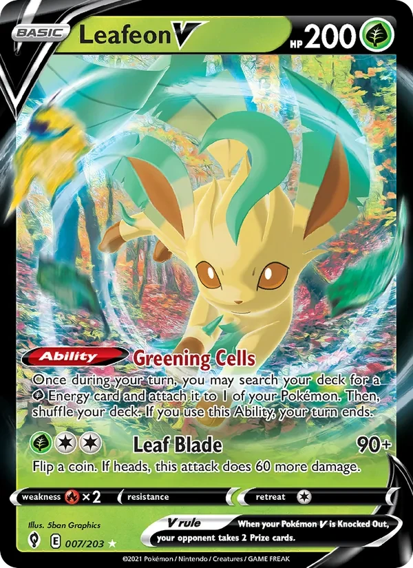 Leafeon V 7/203 Evolving Skies Pokémon Karte