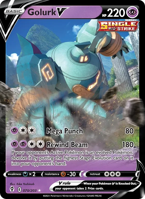 Golurk V 70/203 Evolving Skies Pokémon card