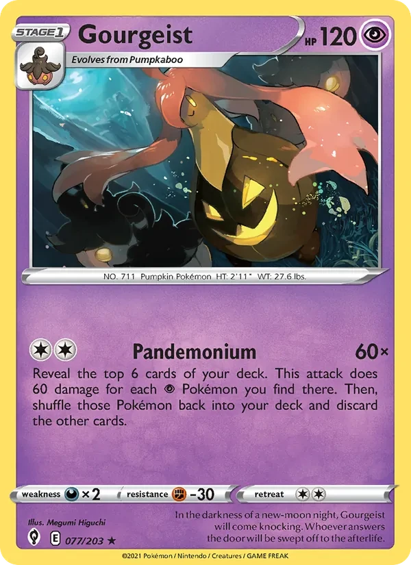 Gourgeist 77/203 Evolving Skies Pokémon card