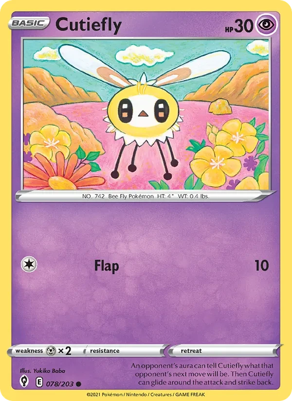 Cutiefly 78/203 Evolving Skies Pokémon Karte