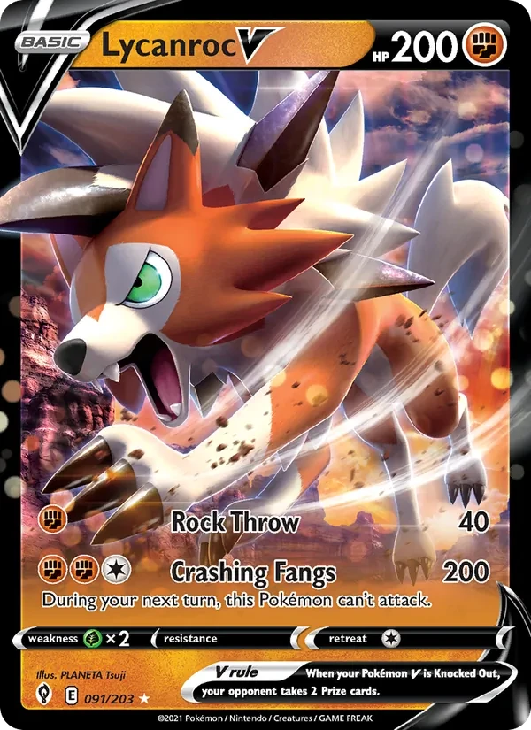 Lycanroc V 91/203 Evolving Skies Pokémon card