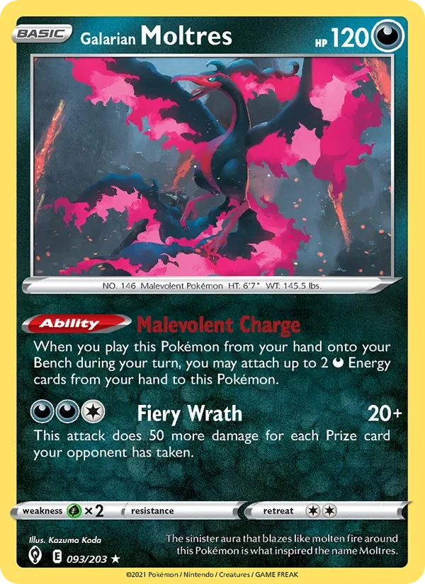 Galarian Moltres 93/203 Evolving Skies Pokémon card