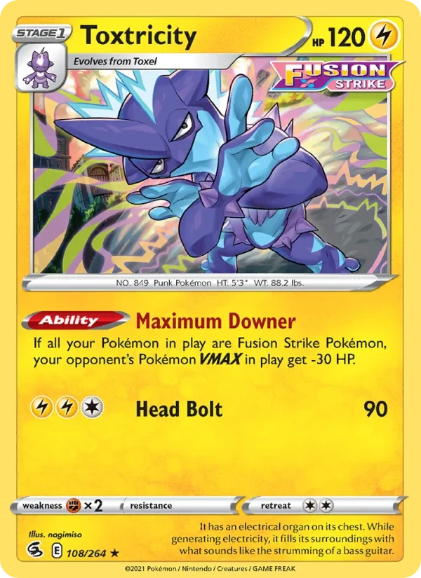 Toxtricity 108/264 Fusion Strike Pokémon card