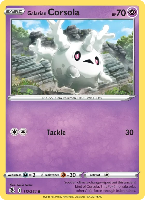 Galarian Corsola 117/264 Fusion Strike Pokémon Karte