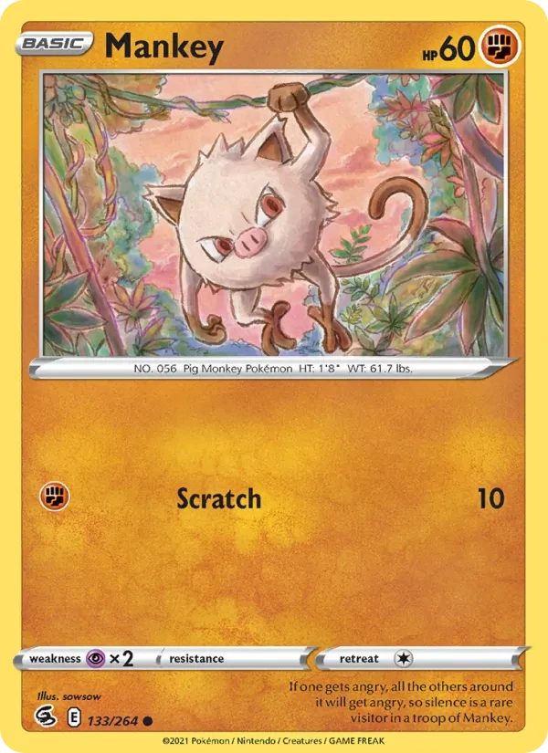 Mankey 133/264 Fusion Strike Pokémon card