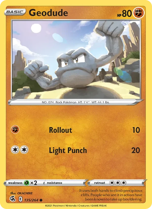 Geodude 135/264 Fusion Strike Pokémon card
