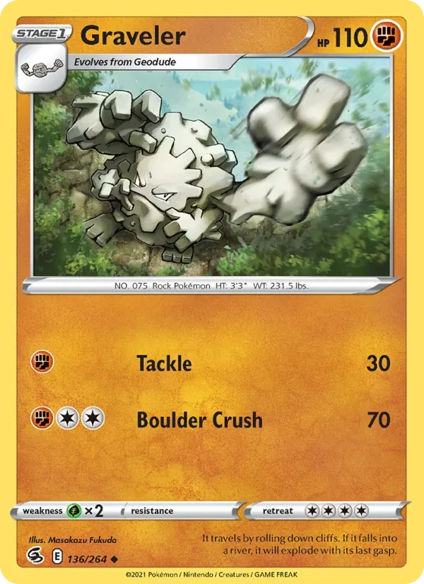 Graveler 136/264 Fusion Strike Pokémon card