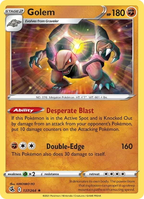 Golem 137/264 Fusion Strike Pokémon Karte