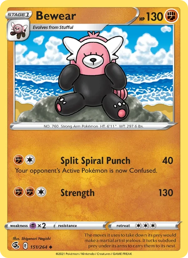 Bewear 151/264 Fusion Strike Pokémon card