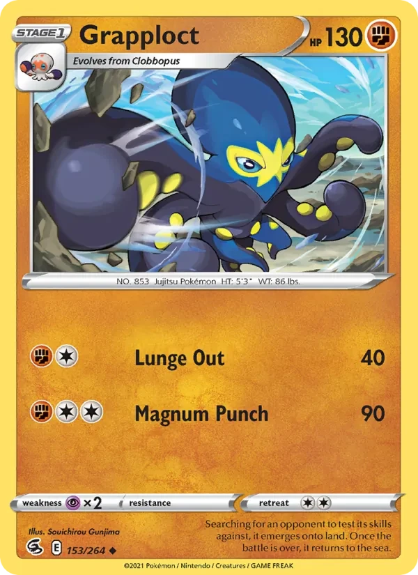 Grapploct 153/264 Fusion Strike Pokémon card