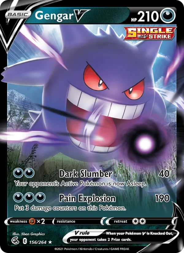 Gengar V 156/264 Fusion Strike Pokémon card