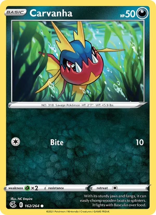 Carvanha 162/264 Fusion Strike Pokémon card
