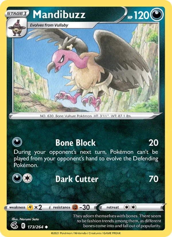 Mandibuzz 173/264 Fusion Strike Pokémon card