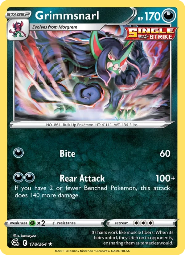 Grimmsnarl 178/264 Fusion Strike Pokémon Karte